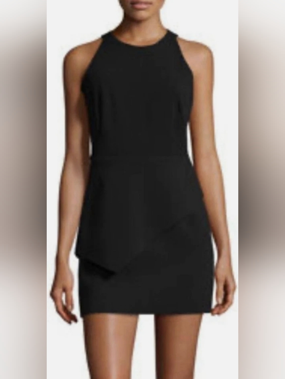 Halston Heritage Black Sleeveless Peplum Mini Dress